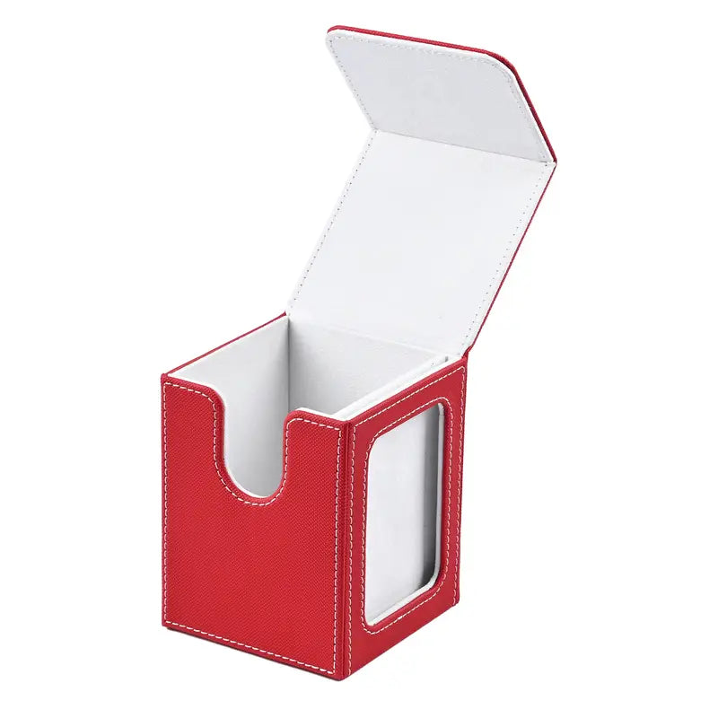 120+ Flip Lid Deck Box with Display Window (Red/White)