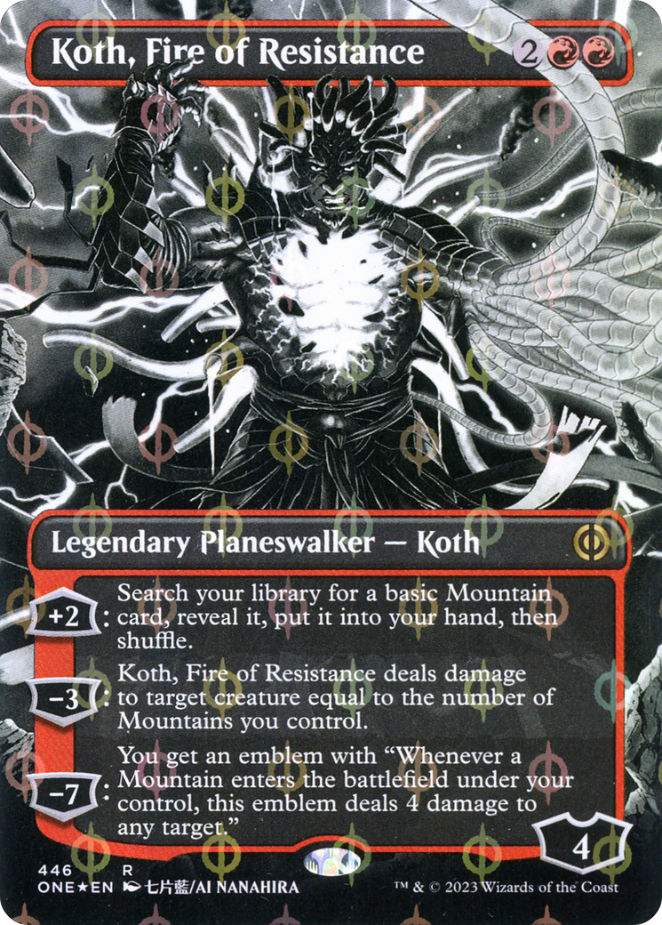 Koth, Fire of Resistance (Borderless Manga Step-and-Compleat Foil) [Phyrexia: All Will Be One]-1