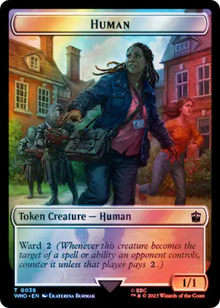 Human (0038) // Clue (0055) Double-Sided Token (Surge Foil) [Doctor Who Tokens]-1