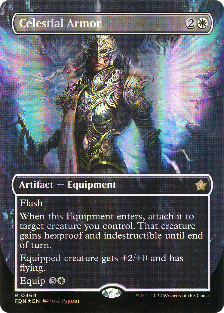 Celestial Armor (Borderless) (Mana Foil) [Foundations]-1