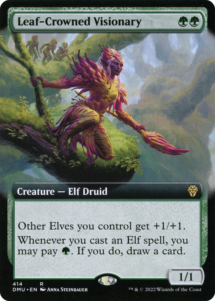 Leaf-Crowned Visionary (Extended Art) [Dominaria United]-1