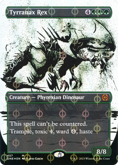 Tyrranax Rex (Showcase) (Step-and-Compleat Foil) (ONE-457) - Phyrexia: All Will Be One: (Showcase) (Borderless) Foil-1