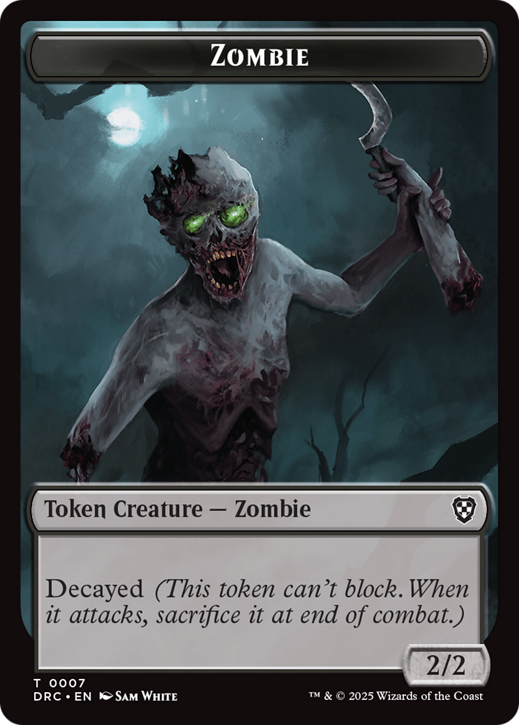 Timeless Dragon // Zombie (0007) Double-Sided Token [Aetherdrift Tokens]-2