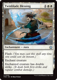 Twinblade Blessing (FDN-026) - Foundations: (enchantment) Foil-1