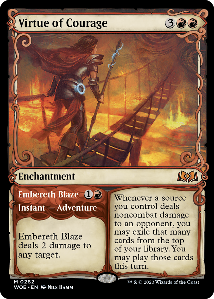 Virtue of Courage (Showcase) (WOE-282) - Wilds of Eldraine: (Showcase) Foil-1