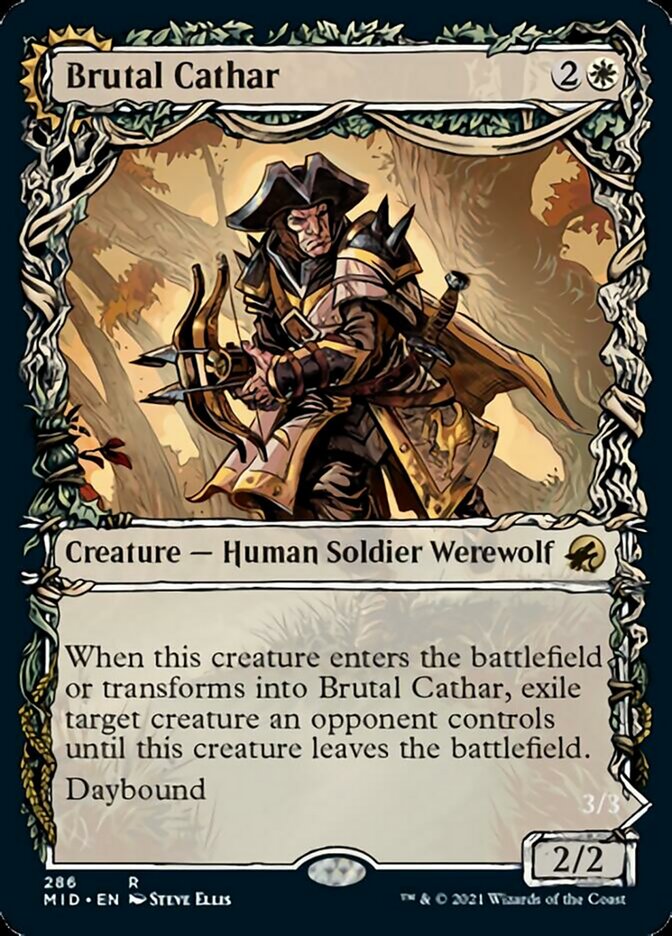 Brutal Cathar // Moonrage Brute (Showcase Equinox) [Innistrad: Midnight Hunt]-1