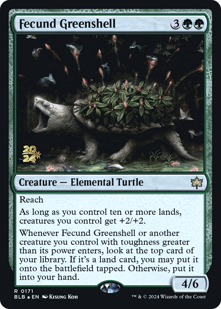 Fecund Greenshell [Bloomburrow Prerelease Promos]-1