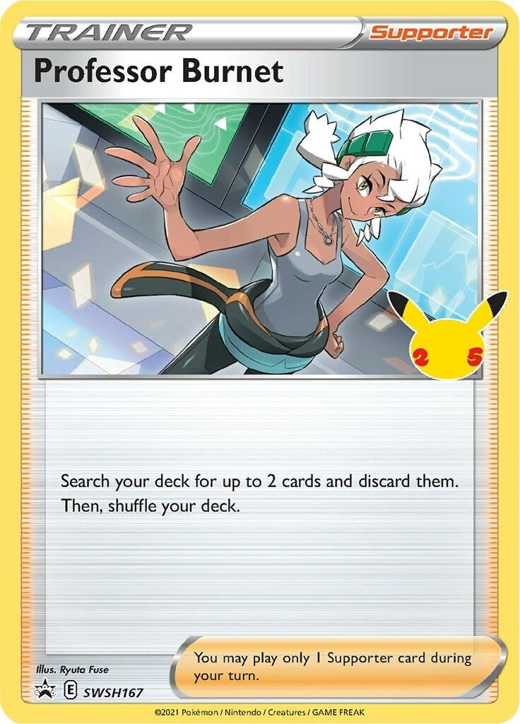 Professor Burnet (SWSH167) (25th Anniversary Stamp) [Sword & Shield: Black Star Promos]-1