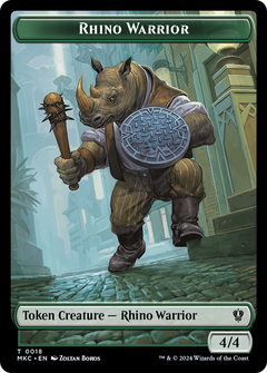 Rhino Warrior (TMKC-018) - Murders at Karlov Manor Commander Tokens-1