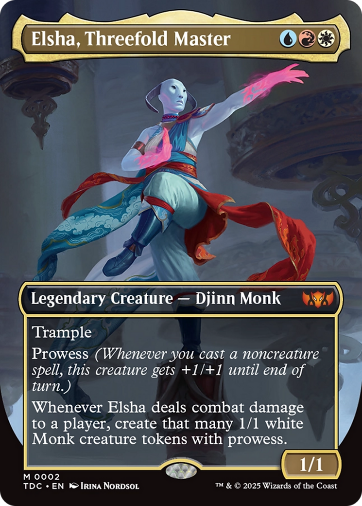 Elsha, Threefold Master (Borderless) [Tarkir: Dragonstorm Commander]-1