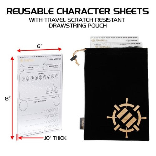 Enhance Tabletop - Acrylic Character Sheets - Clear