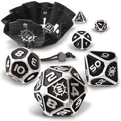 Enhance Tabletop - RPGs 7pc DnD Metal Dice Set with Case and Dice Bag Black-1