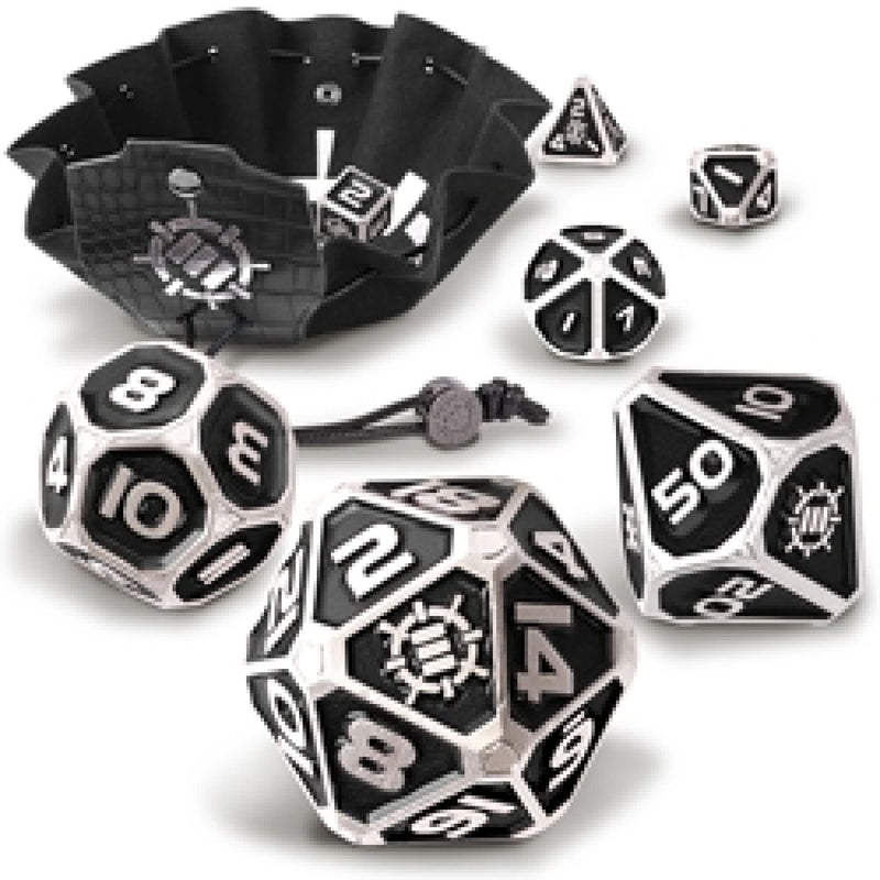 Enhance Tabletop Collector's - 7pc Metal RPG Dice Set - Black-1