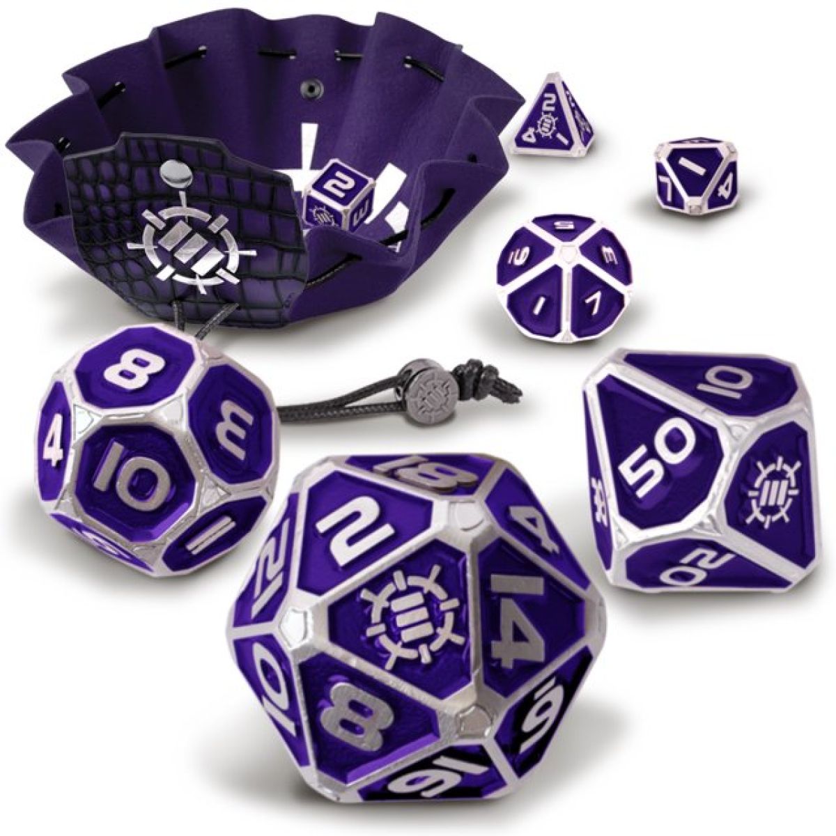 Enhance Tabletop Collector's - 7pc Metal RPG Dice Set - Purple-1