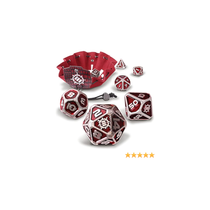 Enhance Tabletop Collector's - 7pc Metal RPG Dice Set - Red-1
