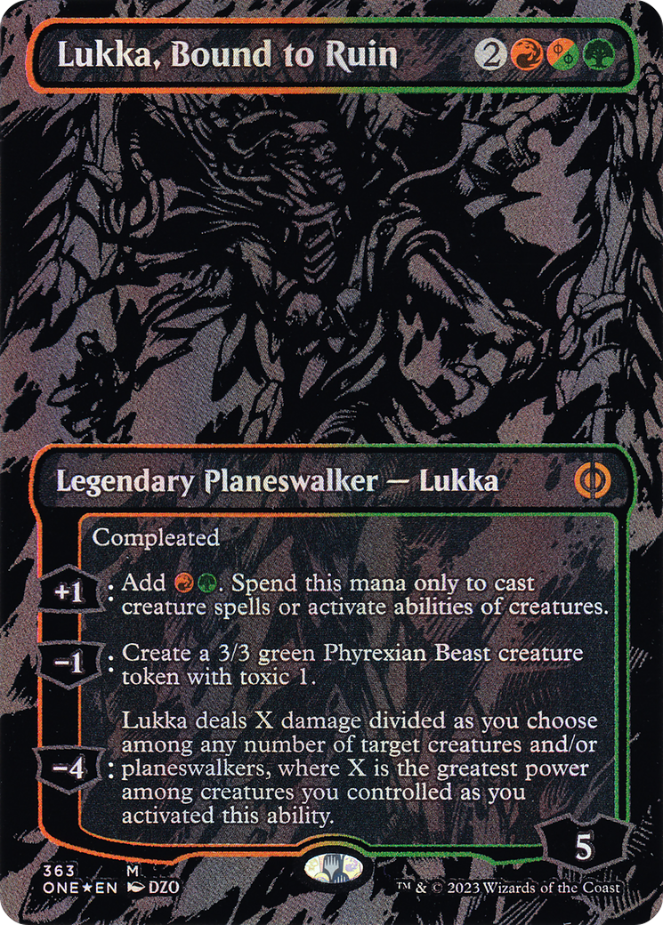 Lukka, Bound to Ruin (Oil Slick Raised Foil) [Phyrexia: All Will Be One]-1