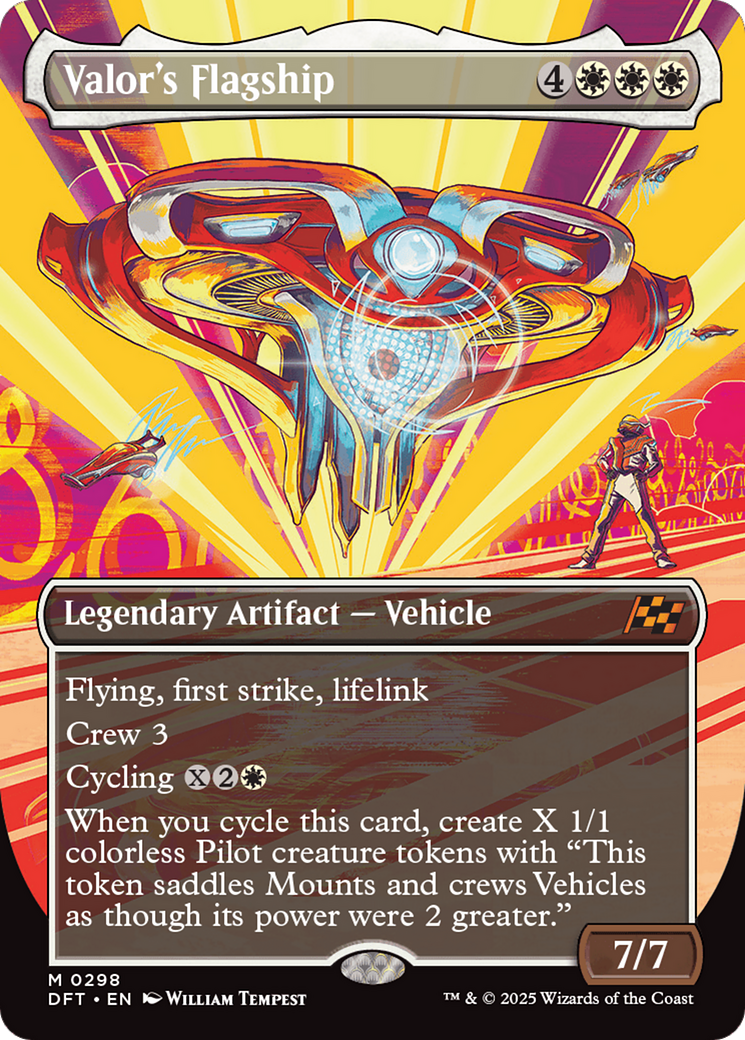Valor's Flagship (Borderless) (DFT-298) - Aetherdrift (Borderless) Foil-1