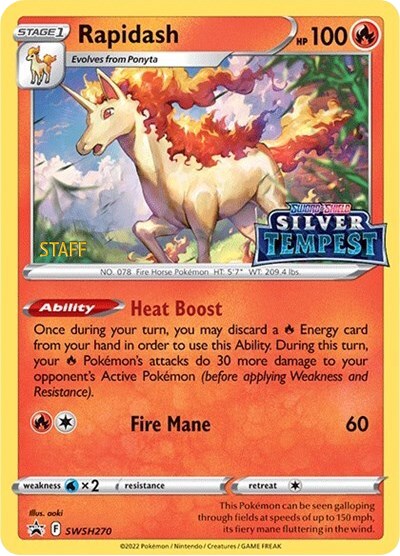 Rapidash (SWSH270) (Prerelease) (Staff) [Sword & Shield: Black Star Promos]-1