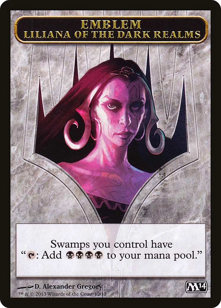 Liliana of the Dark Realms Emblem [Magic 2014 Tokens]-1