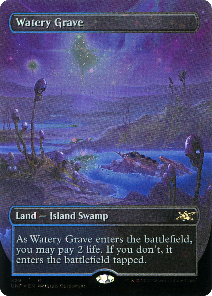 Watery Grave (Borderless) (Galaxy Foil) (UNF-529) - Unfinity (Borderless) Foil-1