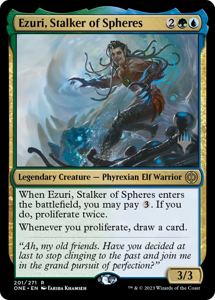 Ezuri, Stalker of Spheres (Promo Pack) [Phyrexia: All Will Be One Promos]-1