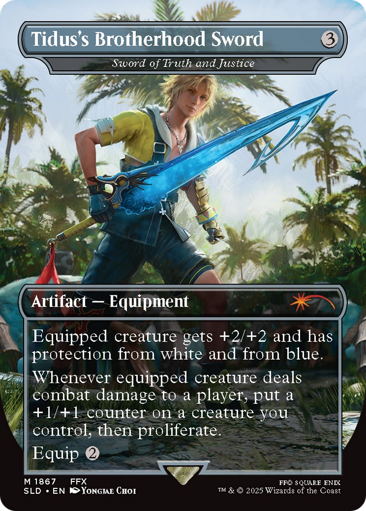 Sword of Truth and Justice (SLD-1867) - Secret Lair Drop / Tidus's Brotherhood Sword (Borderless) Foil-1