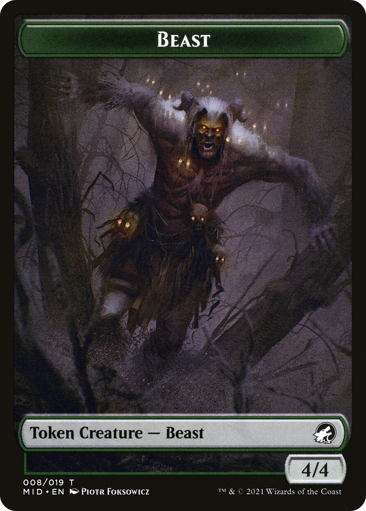Beast (TMID-008) - Innistrad: Midnight Hunt Tokens-1
