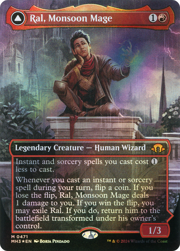 Ral, Monsoon Mage // Ral, Leyline Prodigy (Borderless) (Textured Foil) [Modern Horizons 3]-3