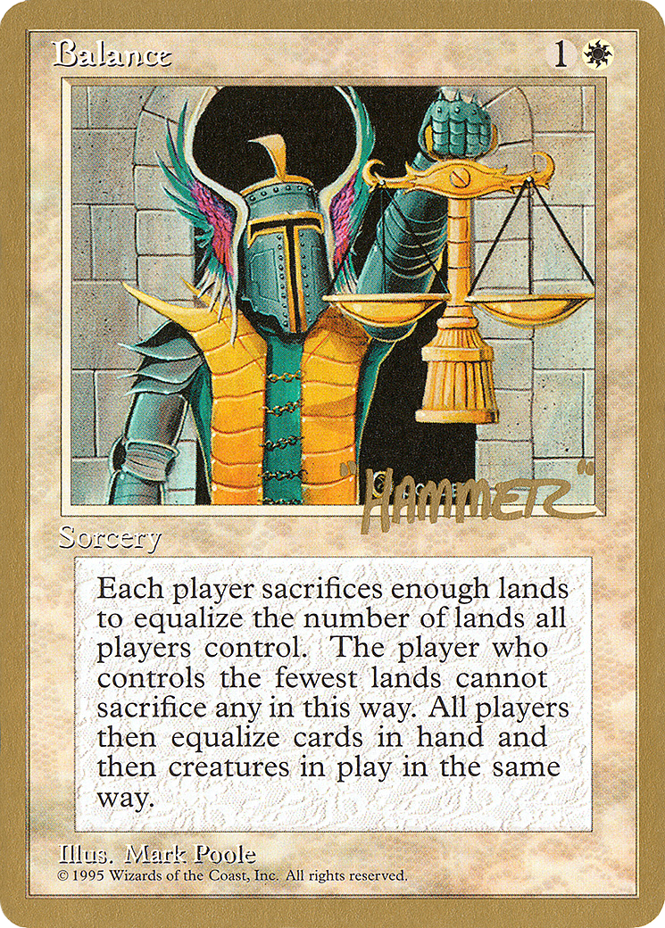 Balance - 1996 Shawn "Hammer" Regnier (4ED) (WCD-) - Pro Tour Collector Set-1