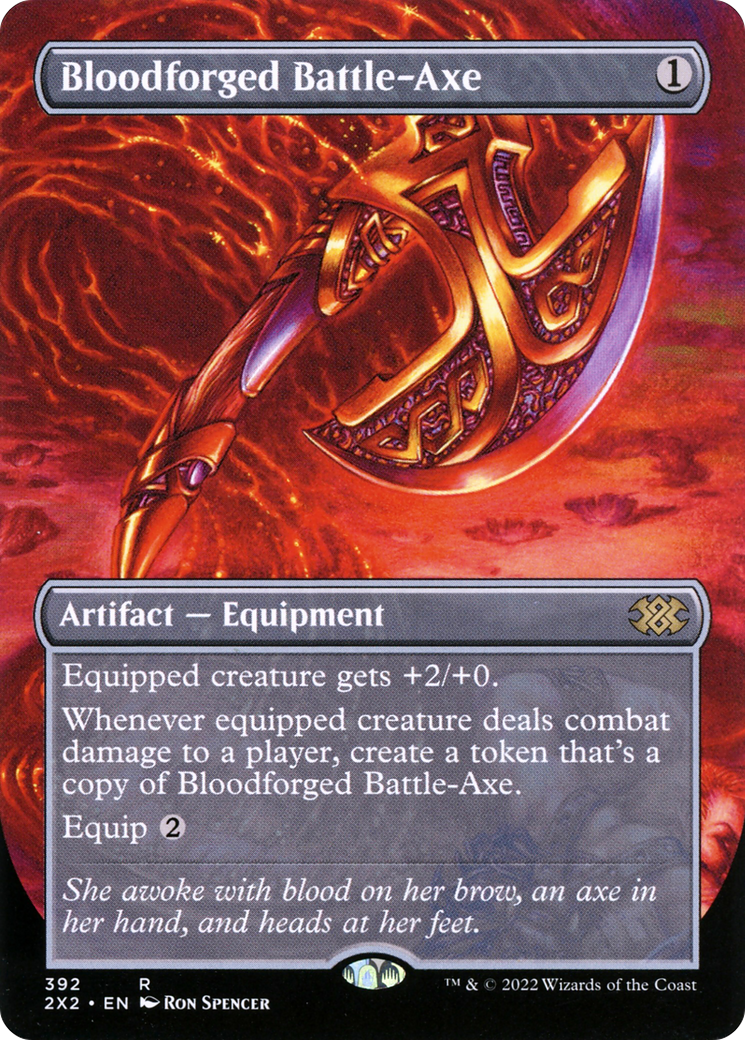 Bloodforged Battle-Axe (Borderless Alternate Art) [Double Masters 2022]-1