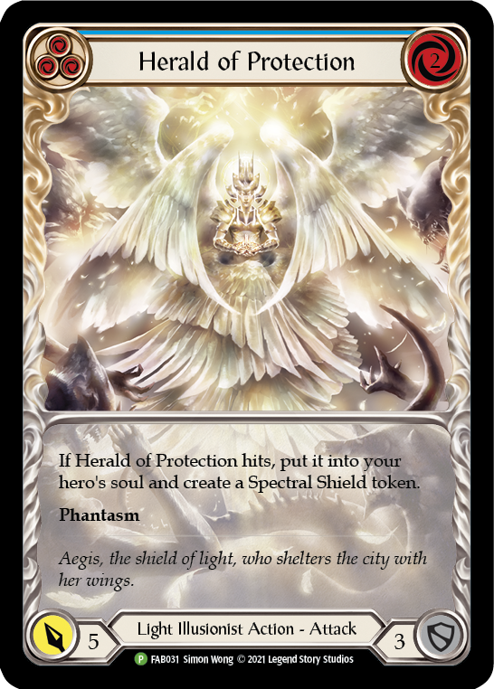 Herald of Protection (Blue Extended Art) [FAB031] (Promo)  Rainbow Foil-1