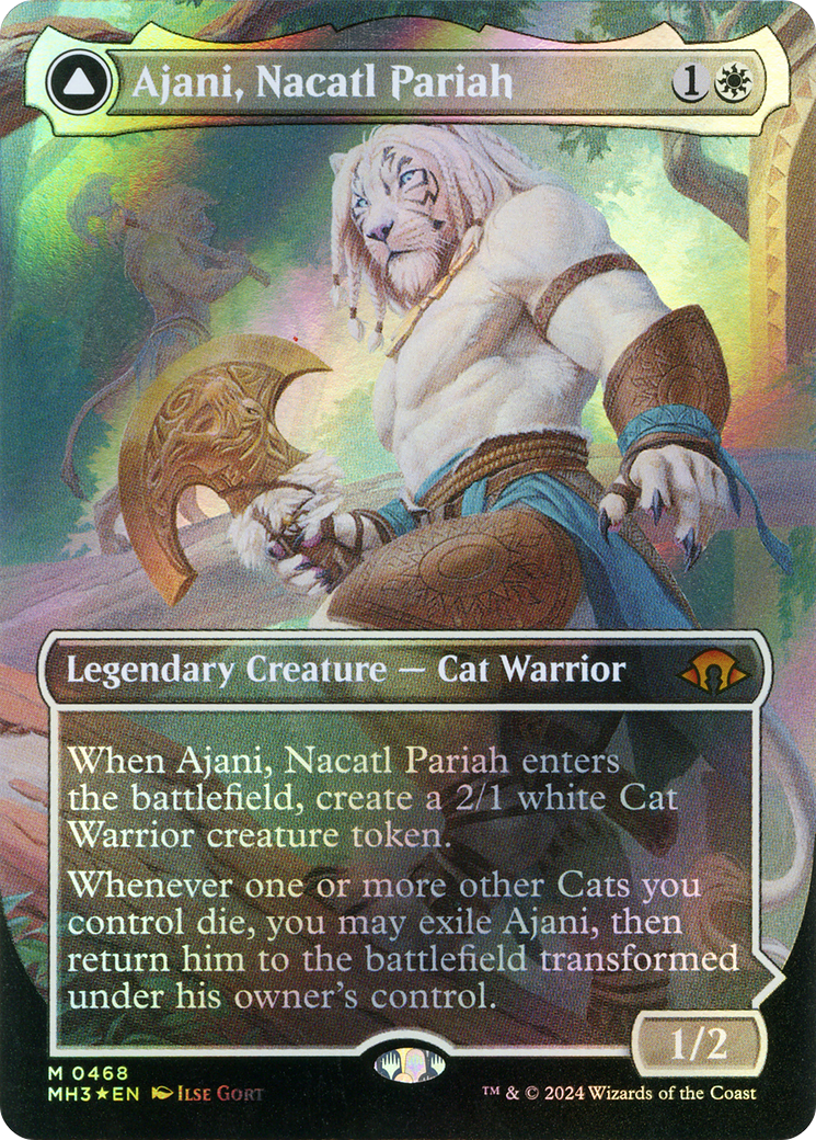 Ajani, Nacatl Pariah // Ajani, Nacatl Avenger (Borderless) (Textured Foil) [Modern Horizons 3]-5