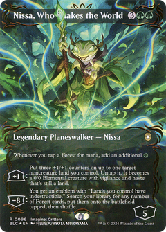 Nissa, Who Shakes the World (Borderless) (Raised Foil) [Bloomburrow Commander]-1