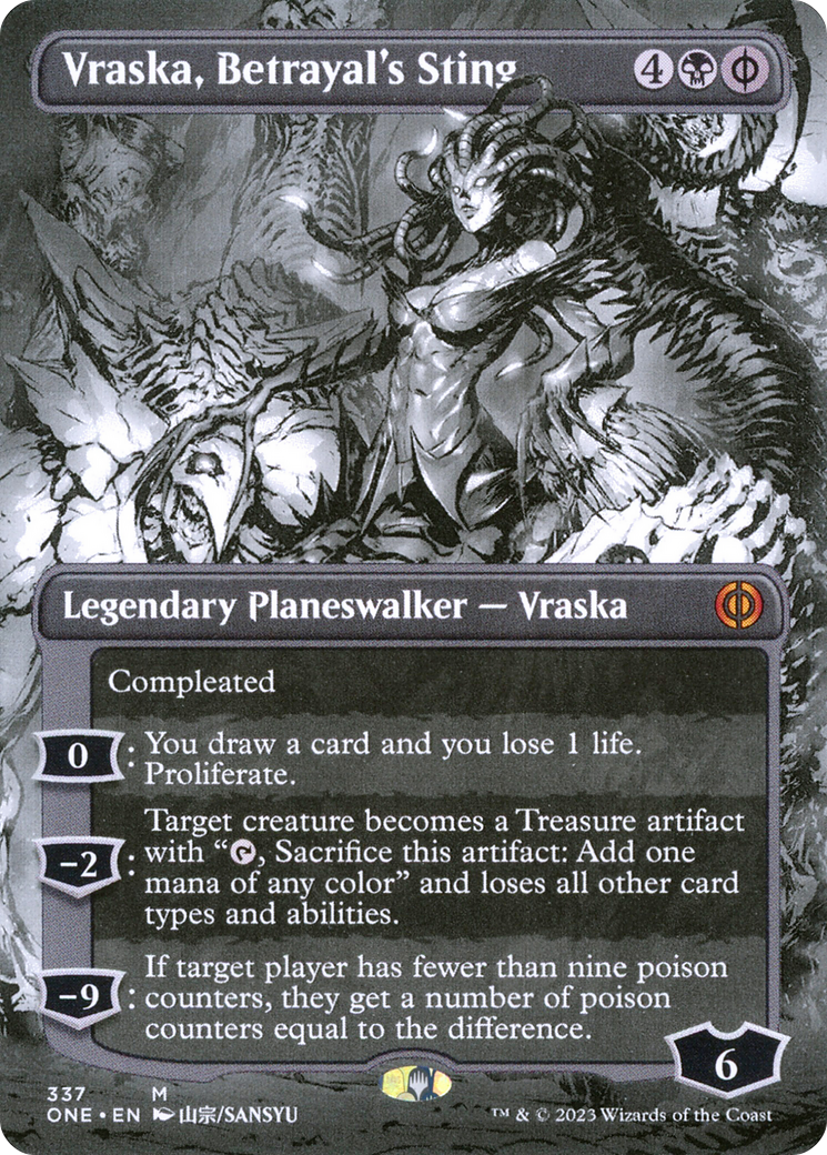 Vraska, Betrayal's Sting (Borderless) (ONE-337) - Phyrexia: All Will Be One: (Showcase) (Borderless)-1