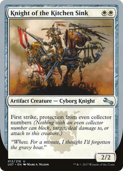 Knight of the Kitchen Sink ("protection from even collector numbers") [Unstable]-1