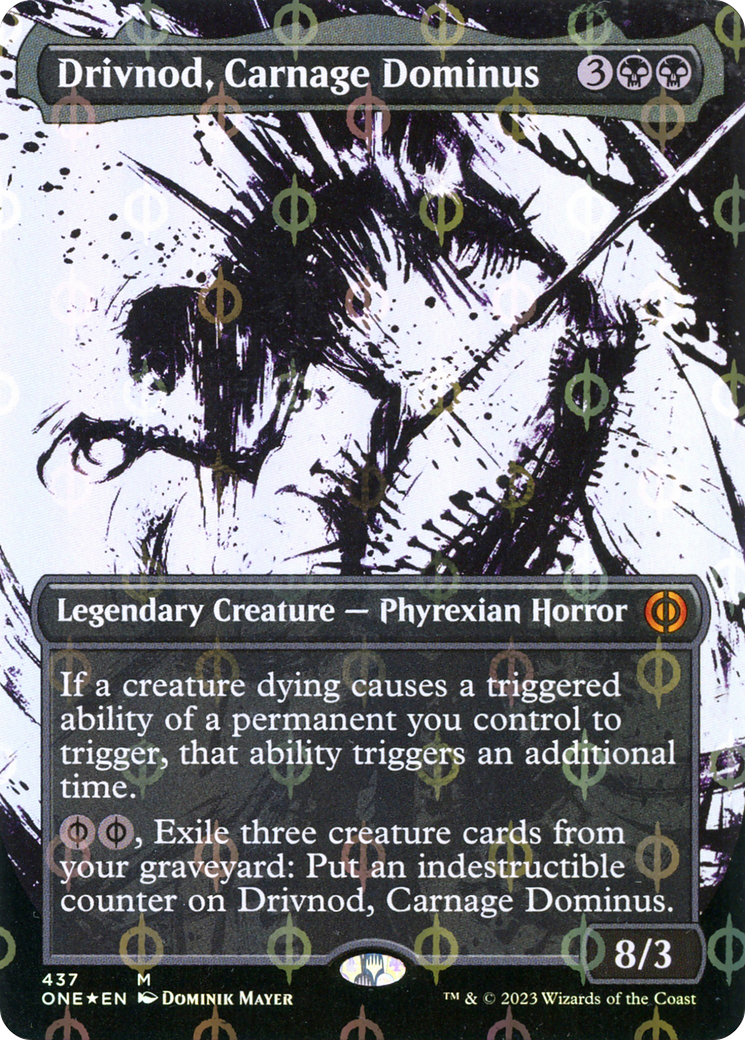 Drivnod, Carnage Dominus (Borderless Ichor Step-and-Compleat Foil) [Phyrexia: All Will Be One]-1
