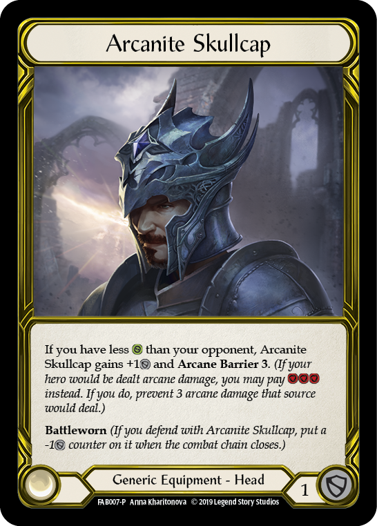 Arcanite Skullcap [FAB007-P] (Promo)  1st Edition Cold Foil - Golden-1
