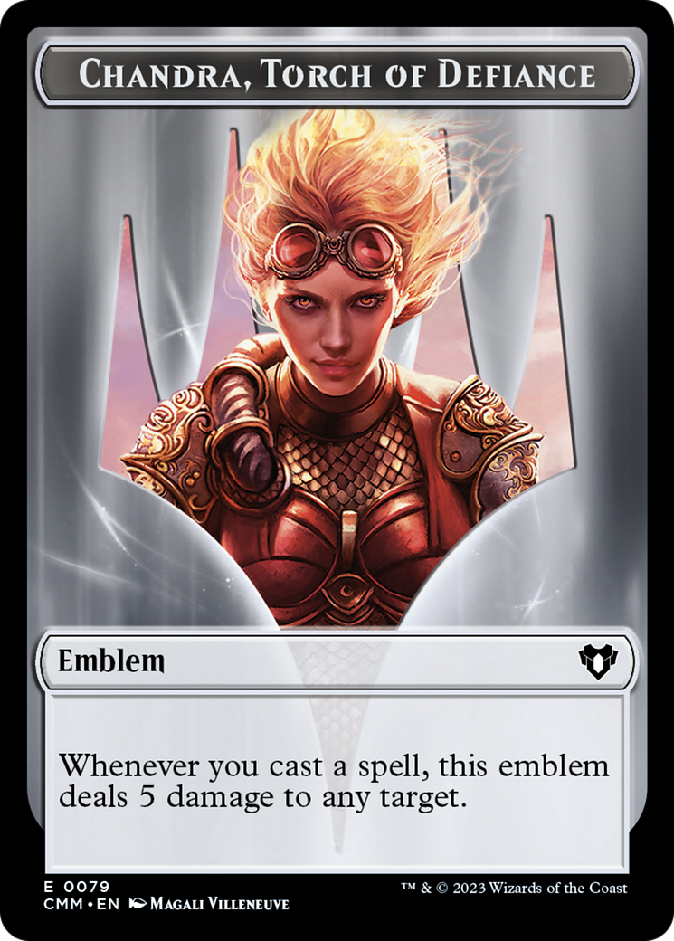 Chandra, Torch of Defiance Emblem // Wizard Double-Sided Token [Commander Masters Tokens]-1