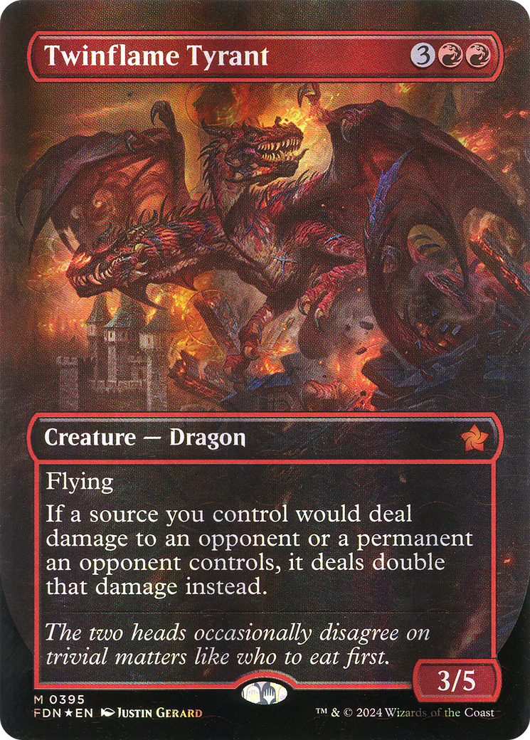 Twinflame Tyrant (Borderless) (Mana Foil) (FDN-395) - Foundations (Borderless) Foil-1