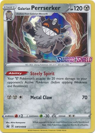 Galarian Perrserker (SWSH008) (Prerelease Promo) [Sword & Shield: Black Star Promos]-1