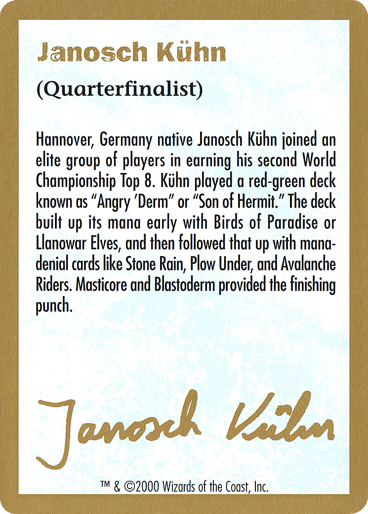 2000 Janosch Kuhn Biography Card (WCD-) - World Championship Decks 2000-1