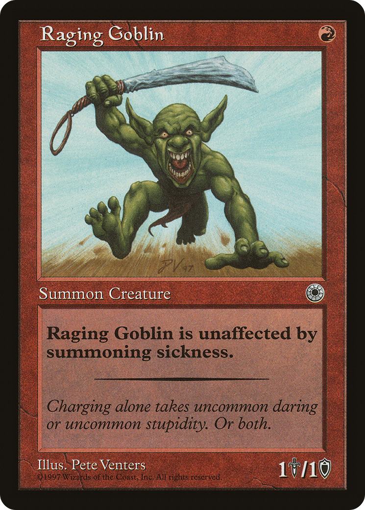 Raging Goblin (With Flavor Text) [Portal]-1
