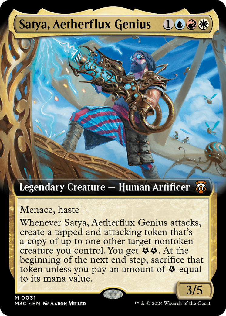 Satya, Aetherflux Genius (Extended Art) [Modern Horizons 3 Commander]-1