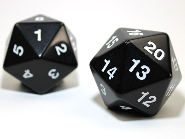 Koplow 55mm d20 Single Dice Opaque Black/White (WSL)