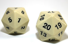 Koplow 55mm d20 Single Dice Opaque Ivory/Black (WSL)-1