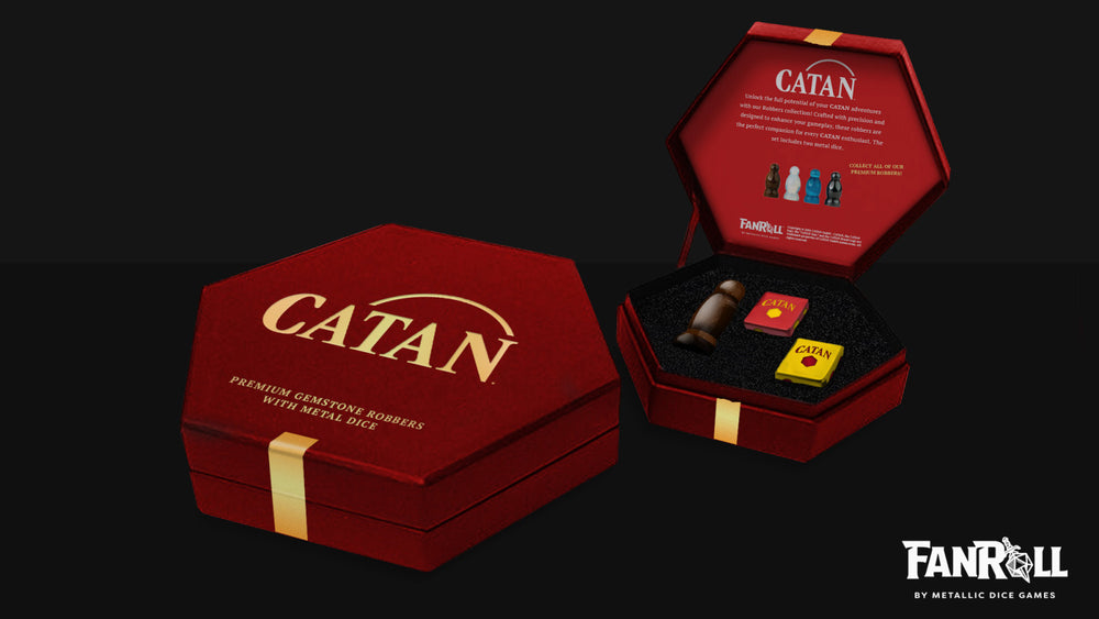 CATAN Premium Robber and Metal Dice Set Tiger's Eye