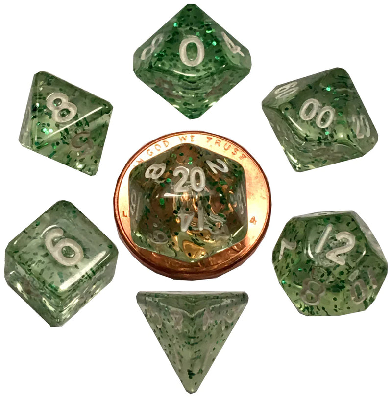 MDG 10mm Mini Polyhedral Dice Set: Ethereal Green-1