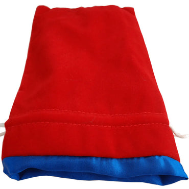 MDG Large Velvet Dice Bag: Red w/ Blue Satin