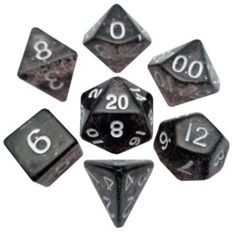 MDG 10mm Mini Polyhedral Dice Set: Ethereal Black-1