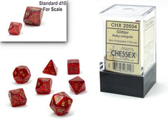 CHX Mini-Polyhedral 7-Die Set Glitter Ruby Red/Gold-1